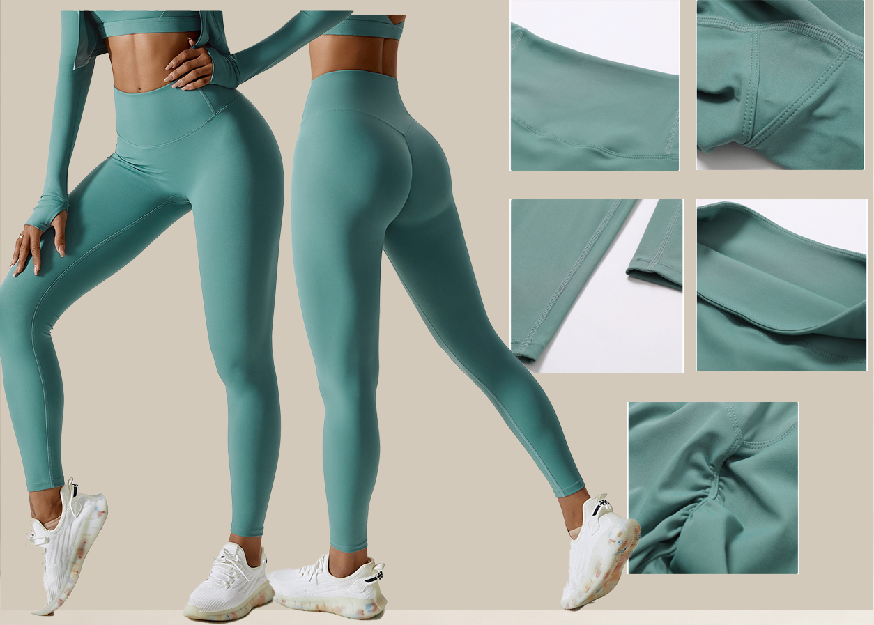 Yoga leggings fabric texture and waistband details