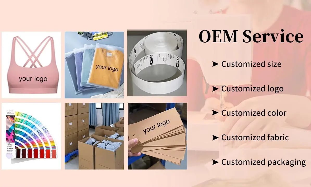 Private label packaging and labeling details for activewear tops